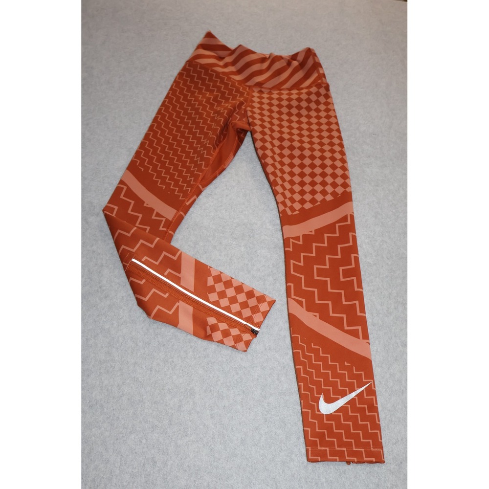 Nike Leggings Pants Women XS Texas Longhorns Orange Dri-FIT Ankle Zip Running